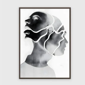 Monochrom Nr. 94 – Akustikbild mit Druck, 104 × 73 cm, dunkler Holzrahmen