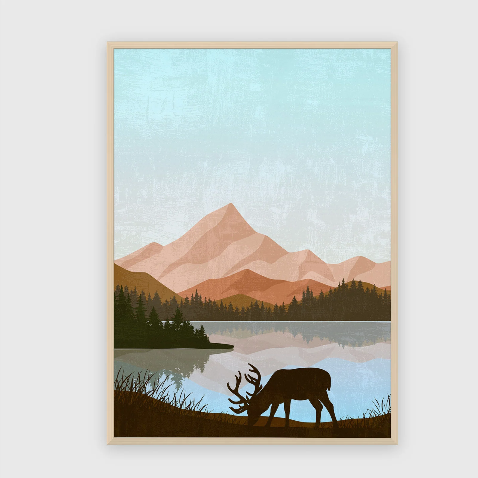 Boho Nr. 603 – Akustikbild mit Druck, 104 × 73 cm, heller Holzrahmen