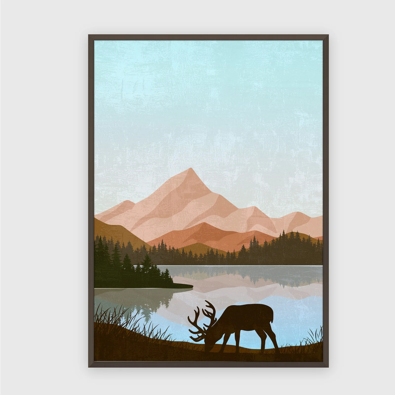 Boho Nr. 603 – Akustikbild mit Druck, 104 × 73 cm, dunkler Holzrahmen