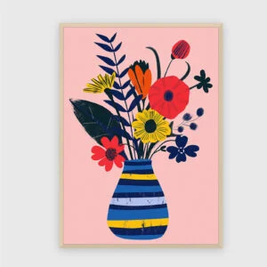 Blume Nr. 038 – Akustikbild mit Druck, 104 × 73 cm, heller Holzrahmen