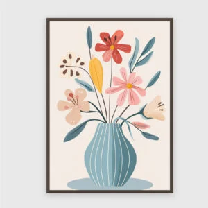 Blume Nr. 0137 – Akustikbild mit Druck, 104 × 73 cm, dunkler Holzrahmen