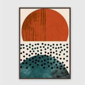 Boho Nr. 351 – Akustikbild mit Druck, 104 × 73 cm, dunkler Holzrahmen
