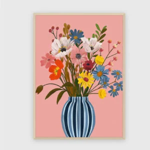 Blume Nr. 039 – Akustikbild mit Druck, 104 × 73 cm, heller Holzrahmen