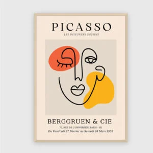 Picasso Nr. 19 – Akustikbild mit Druck, 104 × 73 cm, heller Holzrahmen