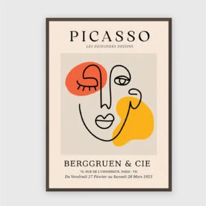Picasso Nr. 19 – Akustikbild mit Druck, 104 × 73 cm, dunkler Holzrahmen