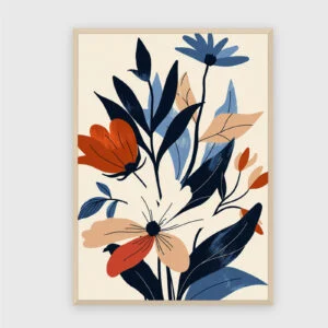 Blume Nr. 0126 – Akustikbild mit Druck, 104 × 73 cm, heller Holzrahmen