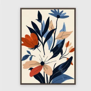 Blume Nr. 0126 – Akustikbild mit Druck, 104 × 73 cm, dunkler Holzrahmen