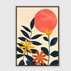 Blume Nr. 03 – Akustikbild mit Druck, 104 × 73 cm, dunkler Holzrahmen