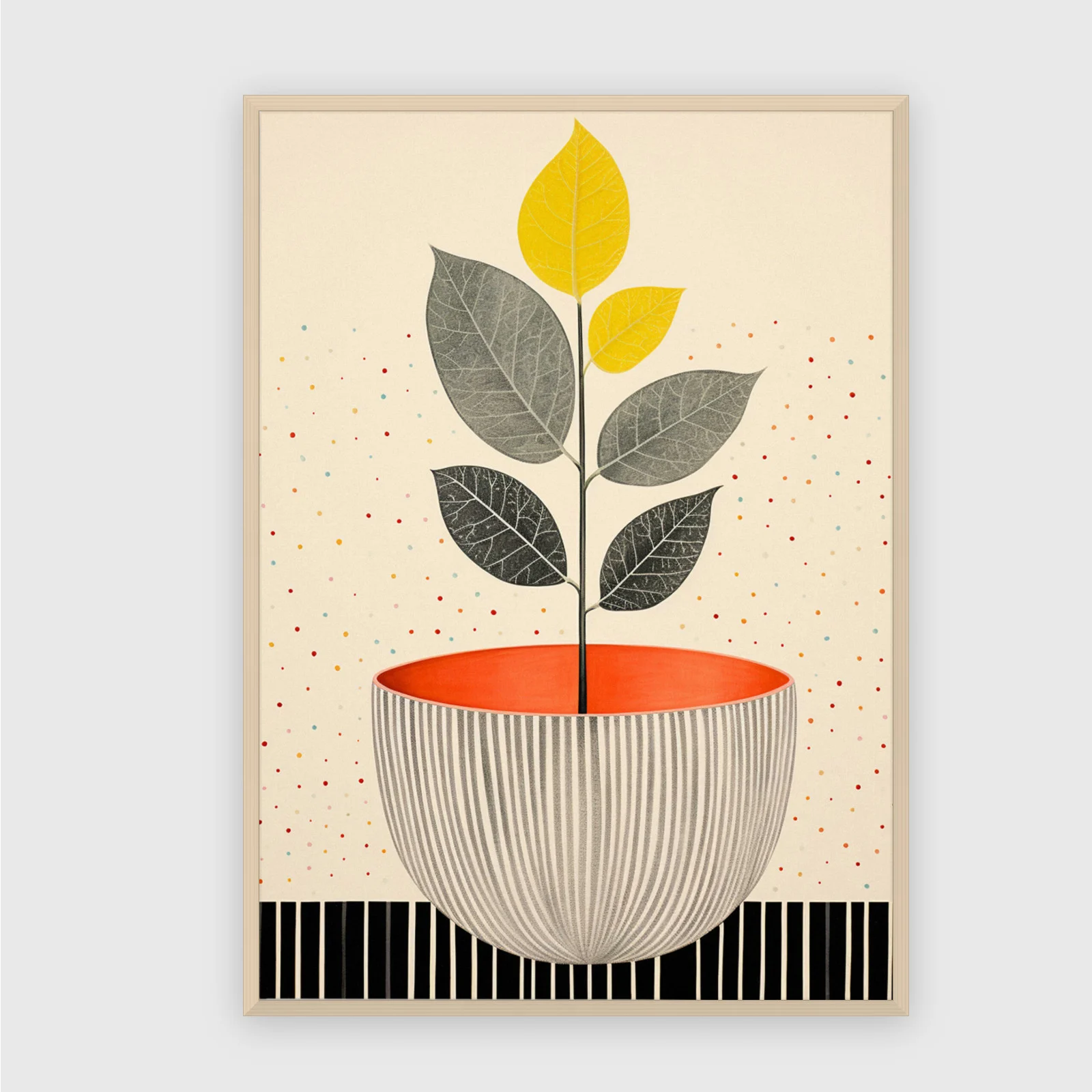 Boho Nr. 148 – Akustikbild mit Druck, 104 × 73 cm, heller Holzrahmen