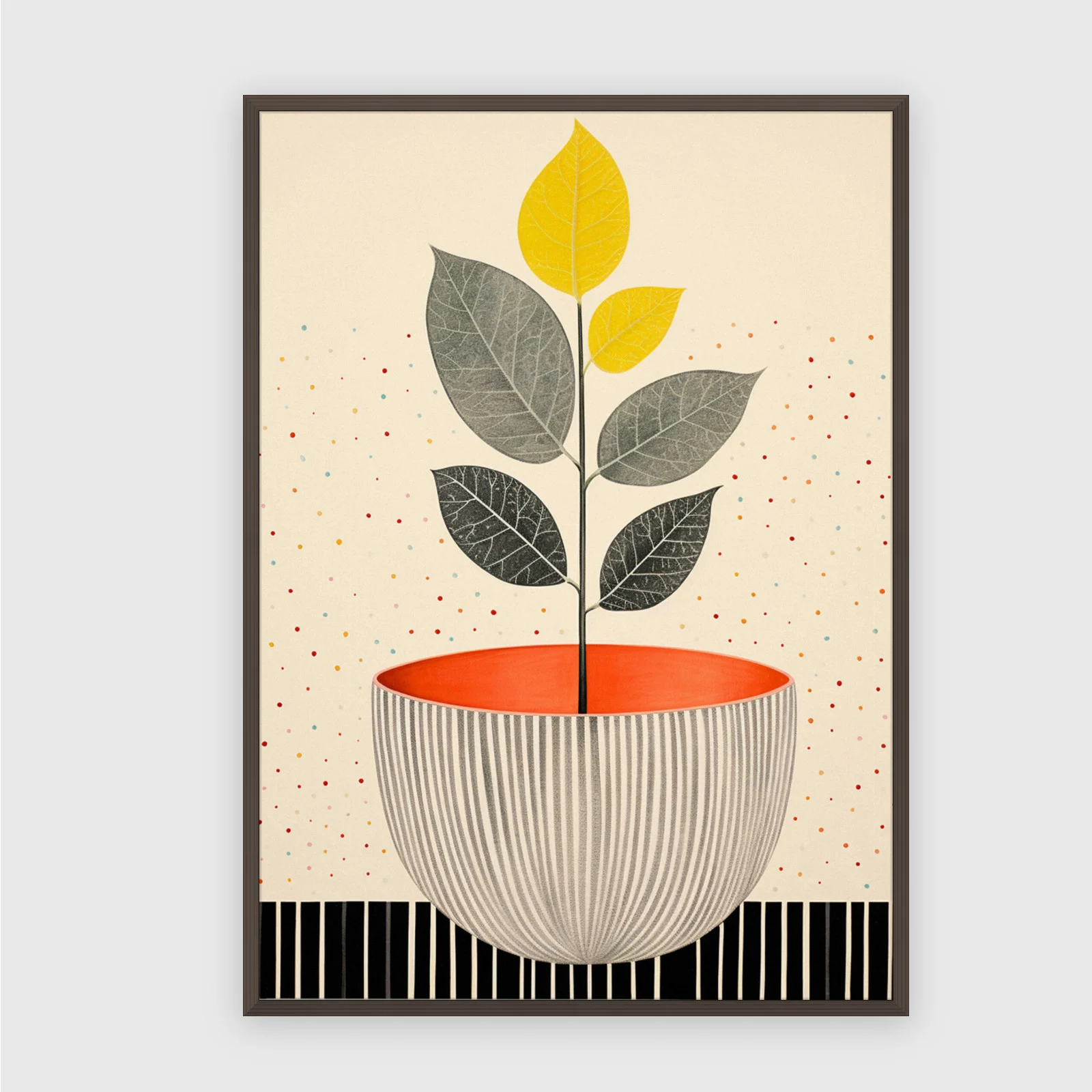 Boho Nr. 148 – Akustikbild mit Druck, 104 × 73 cm, dunkler Holzrahmen