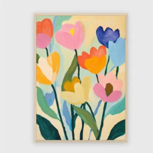 Modern Nr. 19 – Akustikbild mit Druck, 104 × 73 cm, heller Holzrahmen