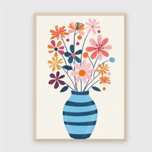 Blume Nr. 07 – Akustikbild mit Druck, 104 × 73 cm, heller Holzrahmen