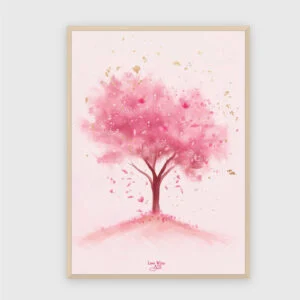 Rosa Nr. 55 – Akustikbild mit Druck, 104 × 73 cm, heller Holzrahmen