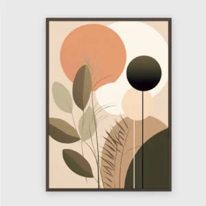 Boho Nr. 36 – Akustikbild mit Druck, 104 × 73 cm, dunkler Holzrahmen