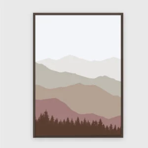 Boho Nr. 611 – Akustikbild mit Druck, 104 × 73 cm, dunkler Holzrahmen