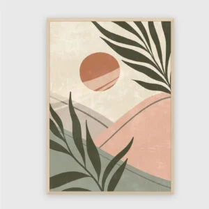 Boho Nr. 630 – Akustikbild mit Druck, 104 × 73 cm, heller Holzrahmen