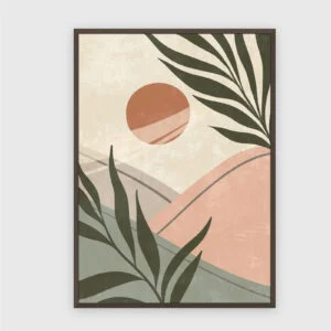 Boho Nr. 630 – Akustikbild mit Druck, 104 × 73 cm, dunkler Holzrahmen