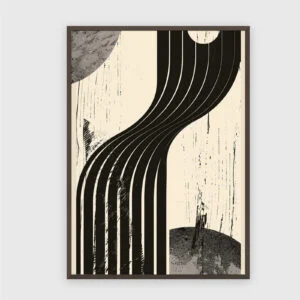 Boho Nr. 317 – Akustikbild mit Druck, 104 × 73 cm, dunkler Holzrahmen