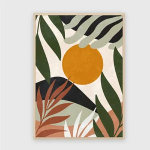 Boho Nr. 579 – Akustikbild mit Druck, 104 × 73 cm, heller Holzrahmen