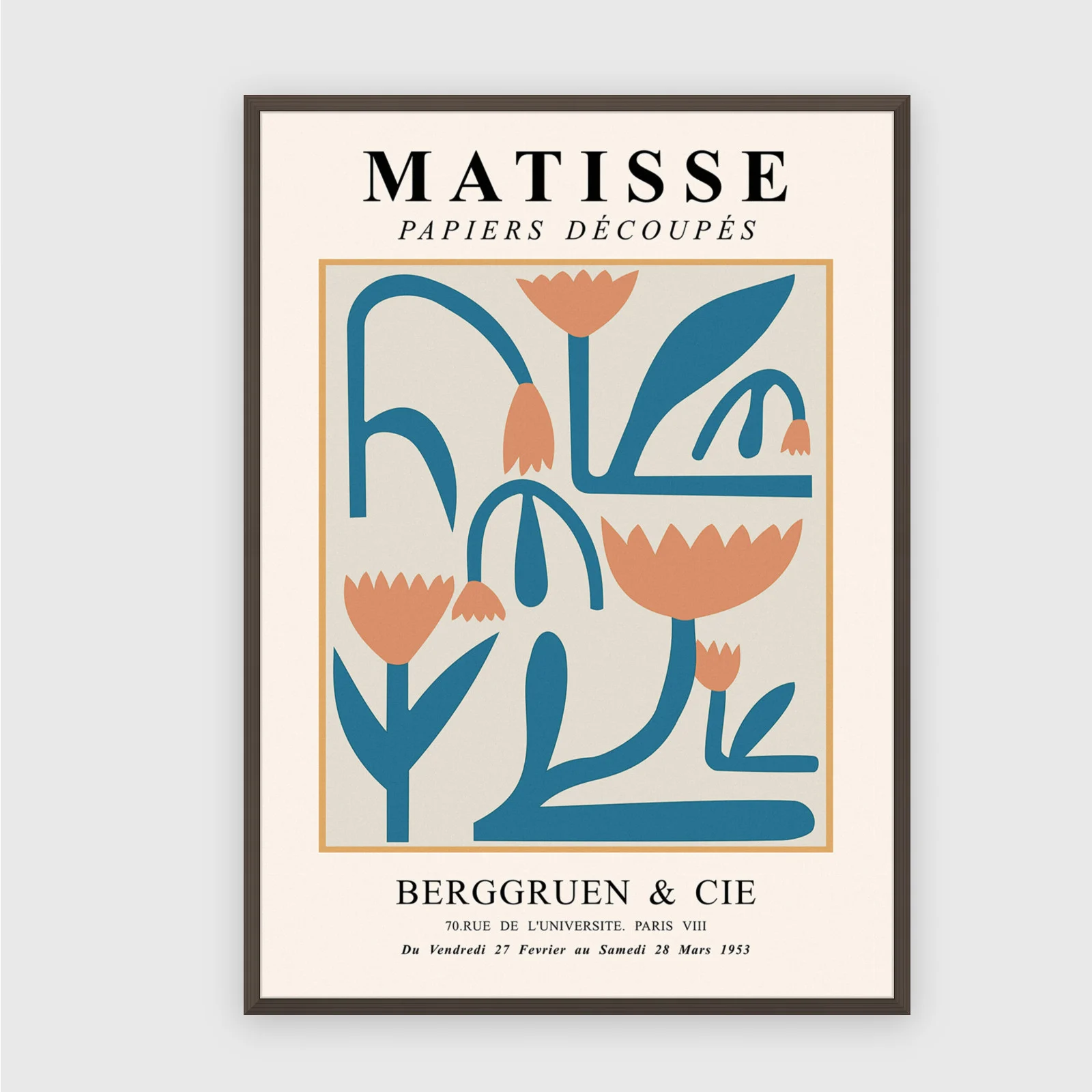 Matisse Nr. 221 – Akustikbild mit Druck, 104 × 73 cm, dunkler Holzrahmen