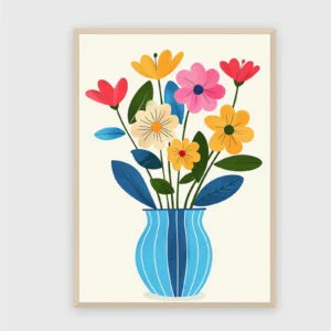Blume Nr. 018 – Akustikbild mit Druck, 104 × 73 cm, heller Holzrahmen