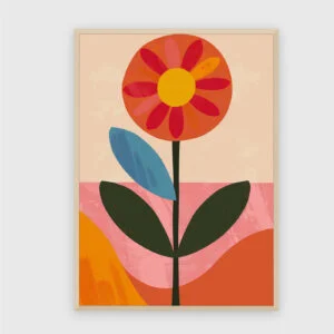 Blume Nr. 0116 – Akustikbild mit Druck, 104 × 73 cm, heller Holzrahmen