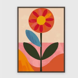 Blume Nr. 0116 – Akustikbild mit Druck, 104 × 73 cm, dunkler Holzrahmen