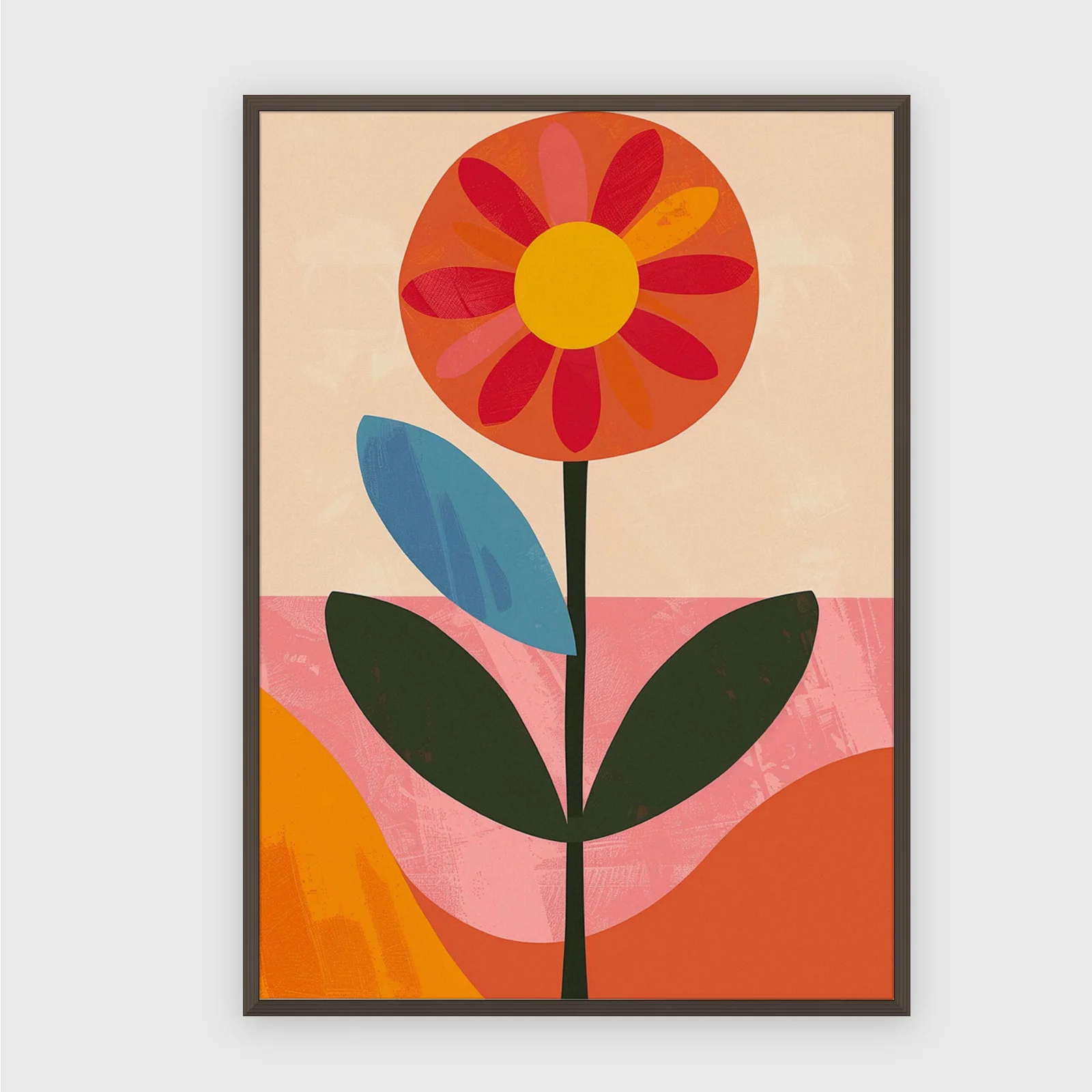 Blume Nr. 0116 – Akustikbild mit Druck, 104 × 73 cm, dunkler Holzrahmen
