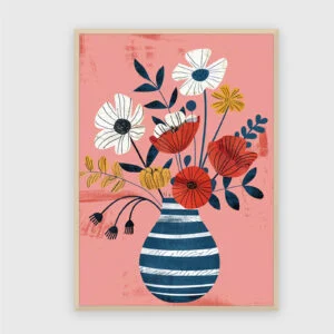 Blume Nr. 037 – Akustikbild mit Druck, 104 × 73 cm, heller Holzrahmen