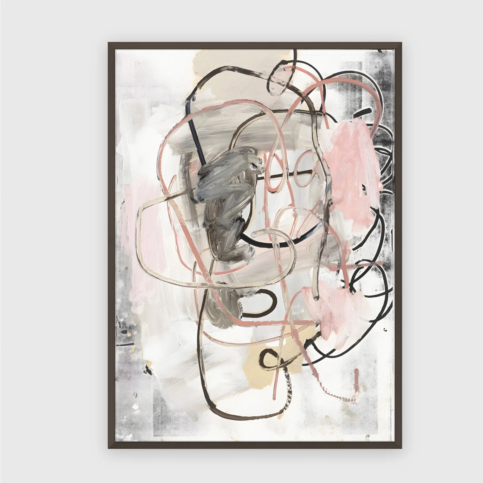 Monochrom Nr. 131 – Akustikbild mit Druck, 104 × 73 cm, dunkler Holzrahmen