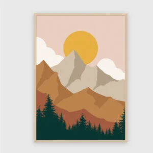 Boho Nr. 685 – Akustikbild mit Druck, 104 × 73 cm, heller Holzrahmen