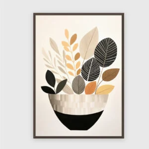 Boho Nr. 54 – Akustikbild mit Druck, 104 × 73 cm, dunkler Holzrahmen