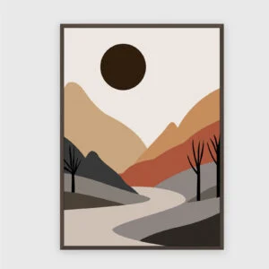 Boho Nr. 624 – Akustikbild mit Druck, 104 × 73 cm, dunkler Holzrahmen