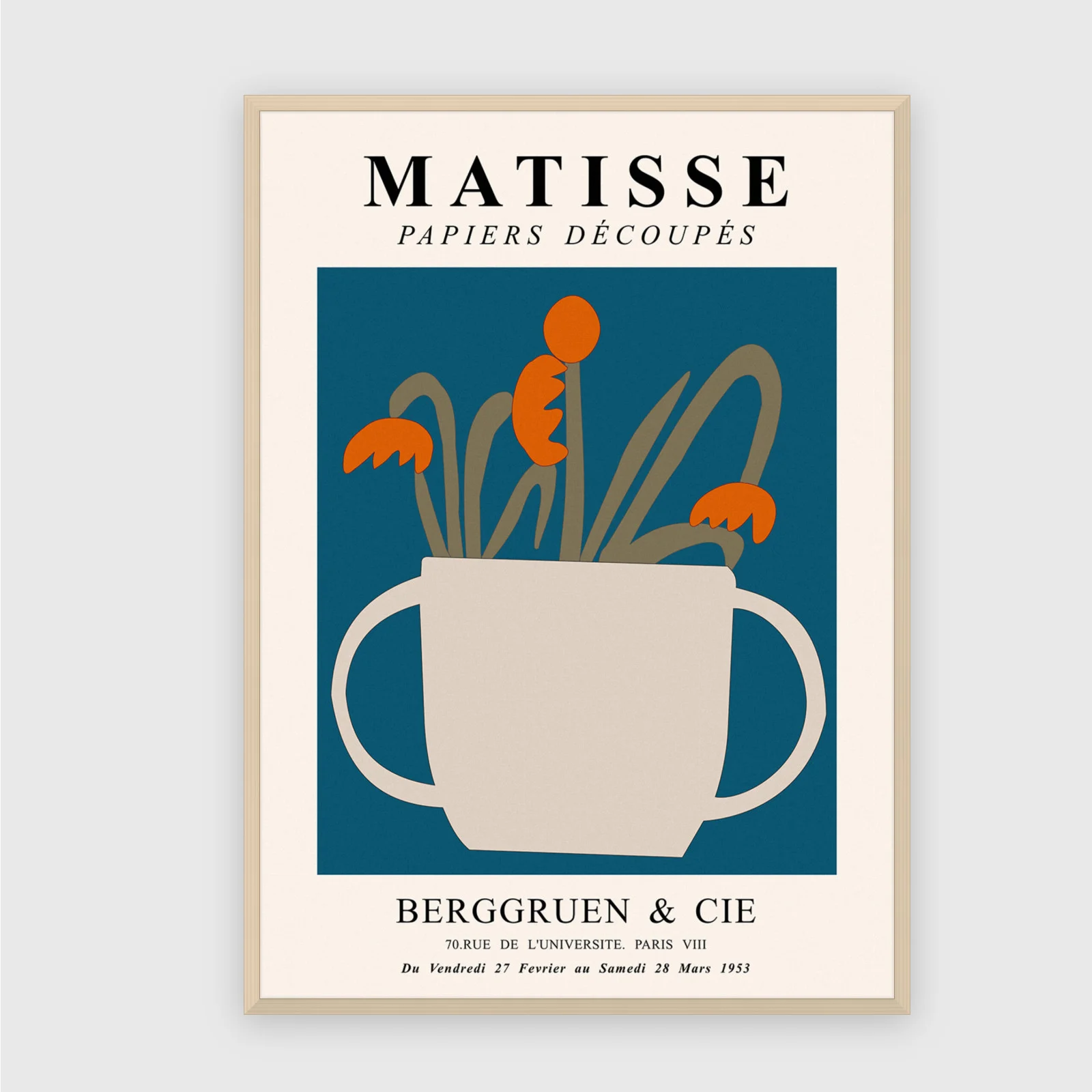 Matisse Nr. 223 – Akustikbild mit Druck, 104 × 73 cm, heller Holzrahmen