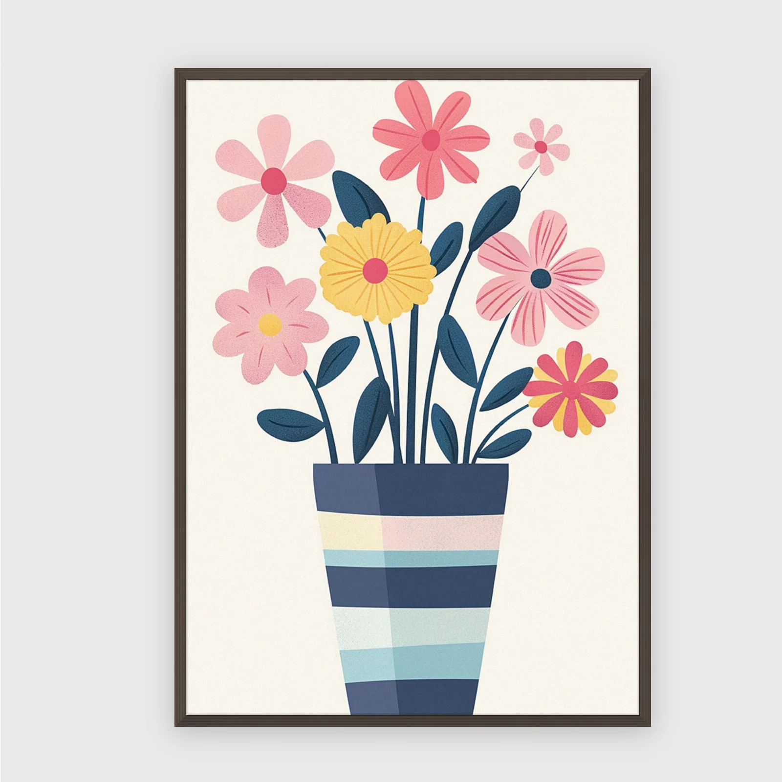Blume Nr. 0134 – Akustikbild mit Druck, 104 × 73 cm, dunkler Holzrahmen