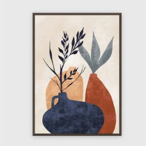 Boho Nr. 663 – Akustikbild mit Druck, 104 × 73 cm, dunkler Holzrahmen