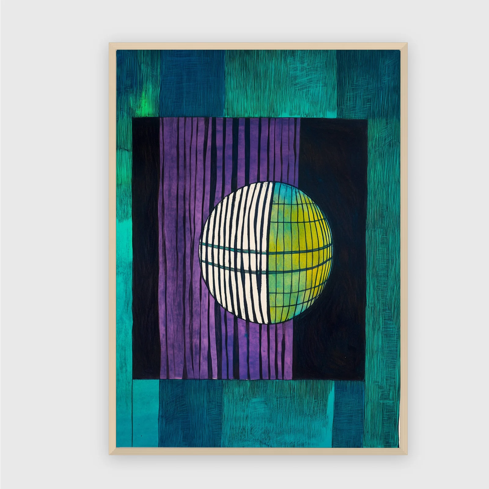 Modern Nr. 34 – Akustikbild mit Druck, 104 × 73 cm, heller Holzrahmen