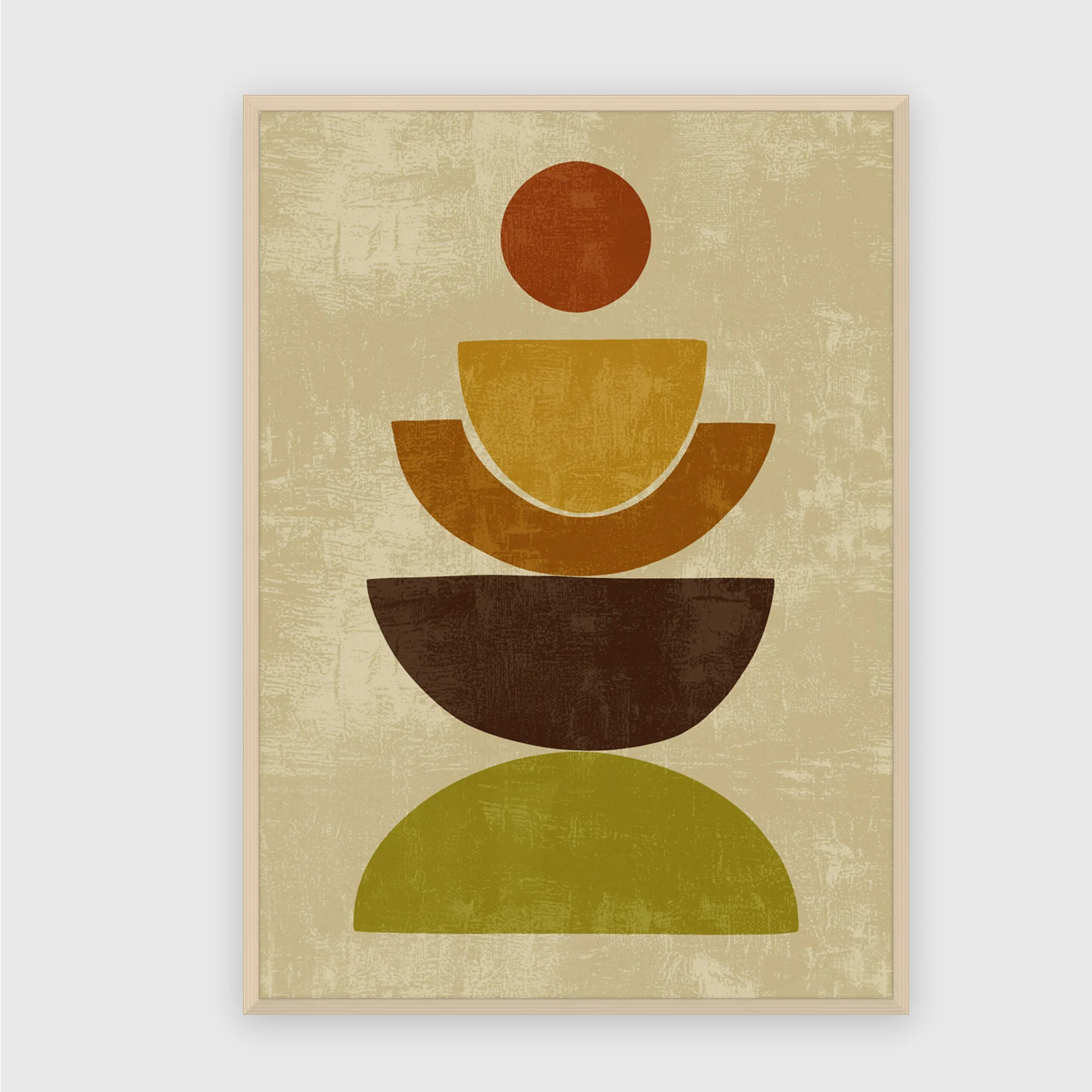 Boho Nr. 647 – Akustikbild mit Druck, 104 × 73 cm, heller Holzrahmen