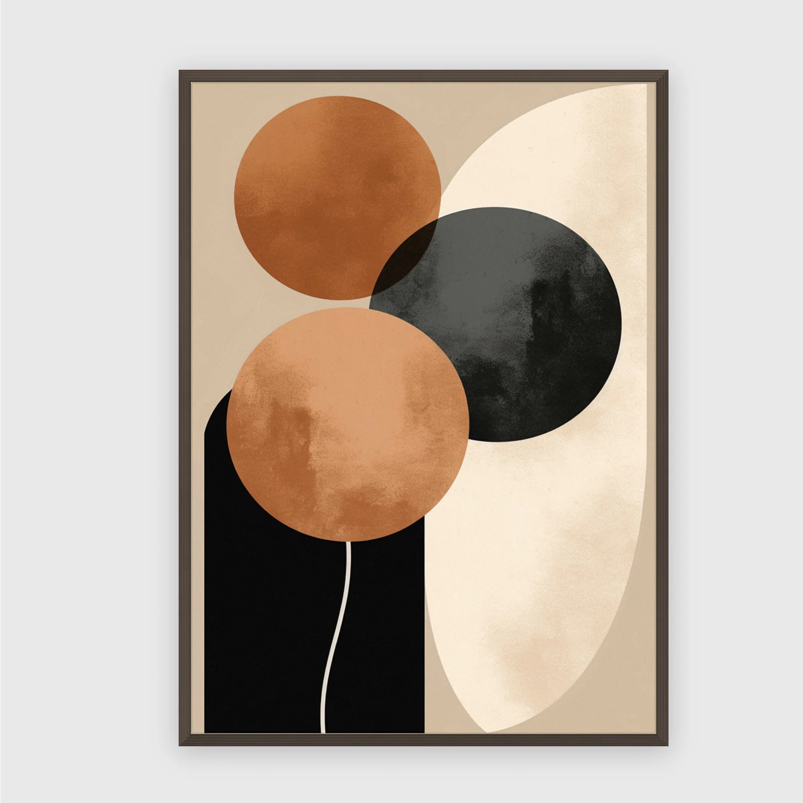 Boho Nr. 199 – Akustikbild mit Druck, 104 × 73 cm, dunkler Holzrahmen