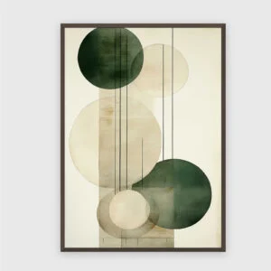Boho Nr. 183 – Akustikbild mit Druck, 104 × 73 cm, dunkler Holzrahmen