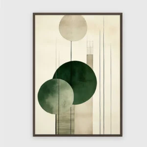 Boho Nr. 195 – Akustikbild mit Druck, 104 × 73 cm, dunkler Holzrahmen