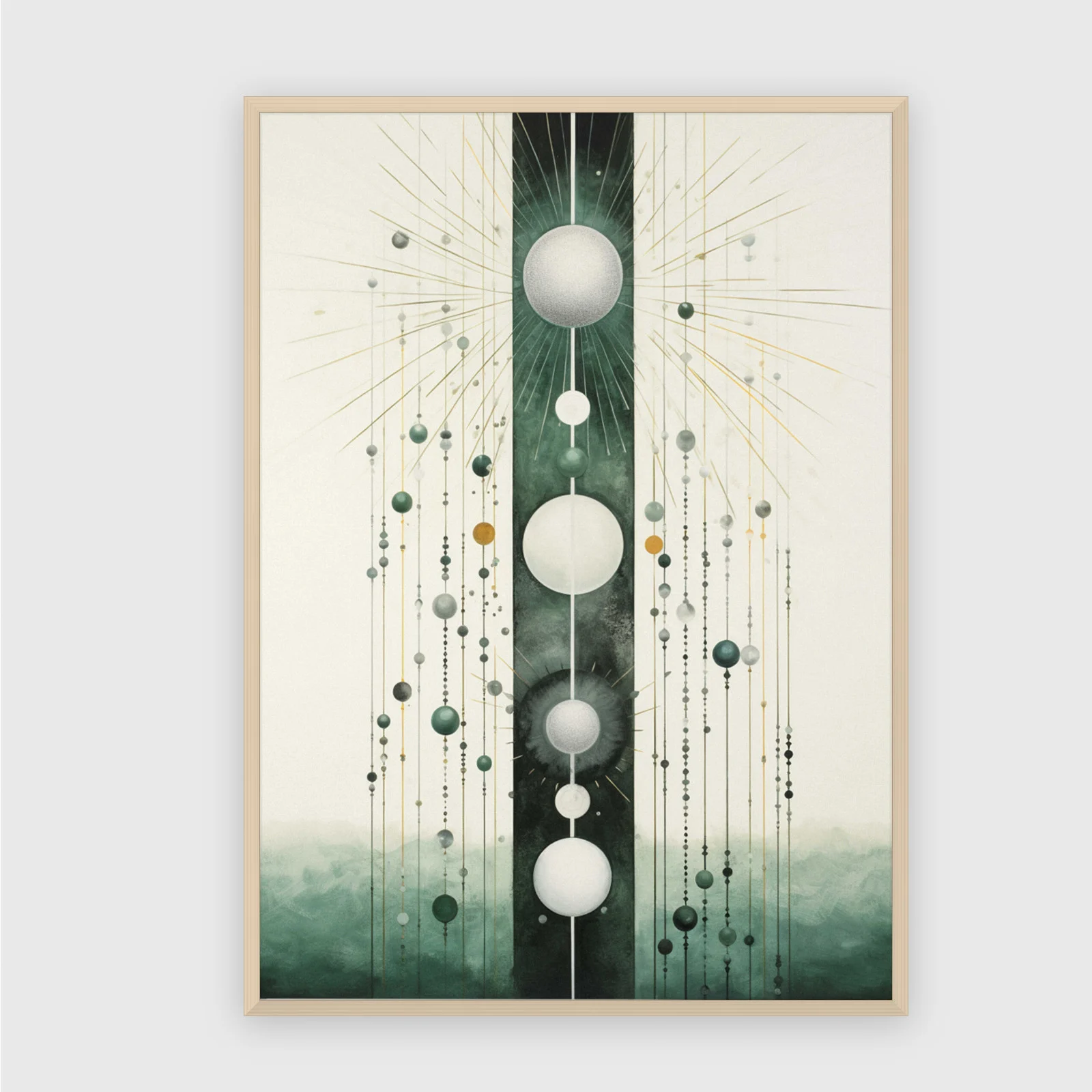 Boho Nr. 103 – Akustikbild mit Druck, 104 × 73 cm, heller Holzrahmen