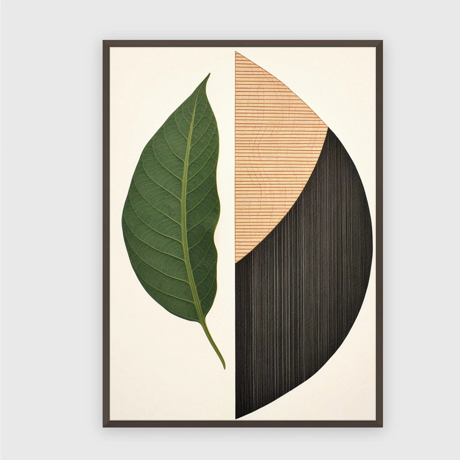 Boho Nr. 24 – Akustikbild mit Druck, 104 × 73 cm, dunkler Holzrahmen