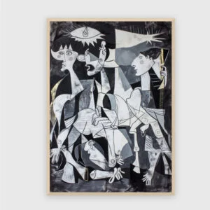 Monochrom Nr. 14 – Akustikbild mit Druck, 104 × 73 cm, heller Holzrahmen