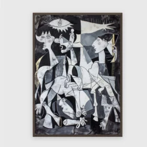 Monochrom Nr. 14 – Akustikbild mit Druck, 104 × 73 cm, dunkler Holzrahmen