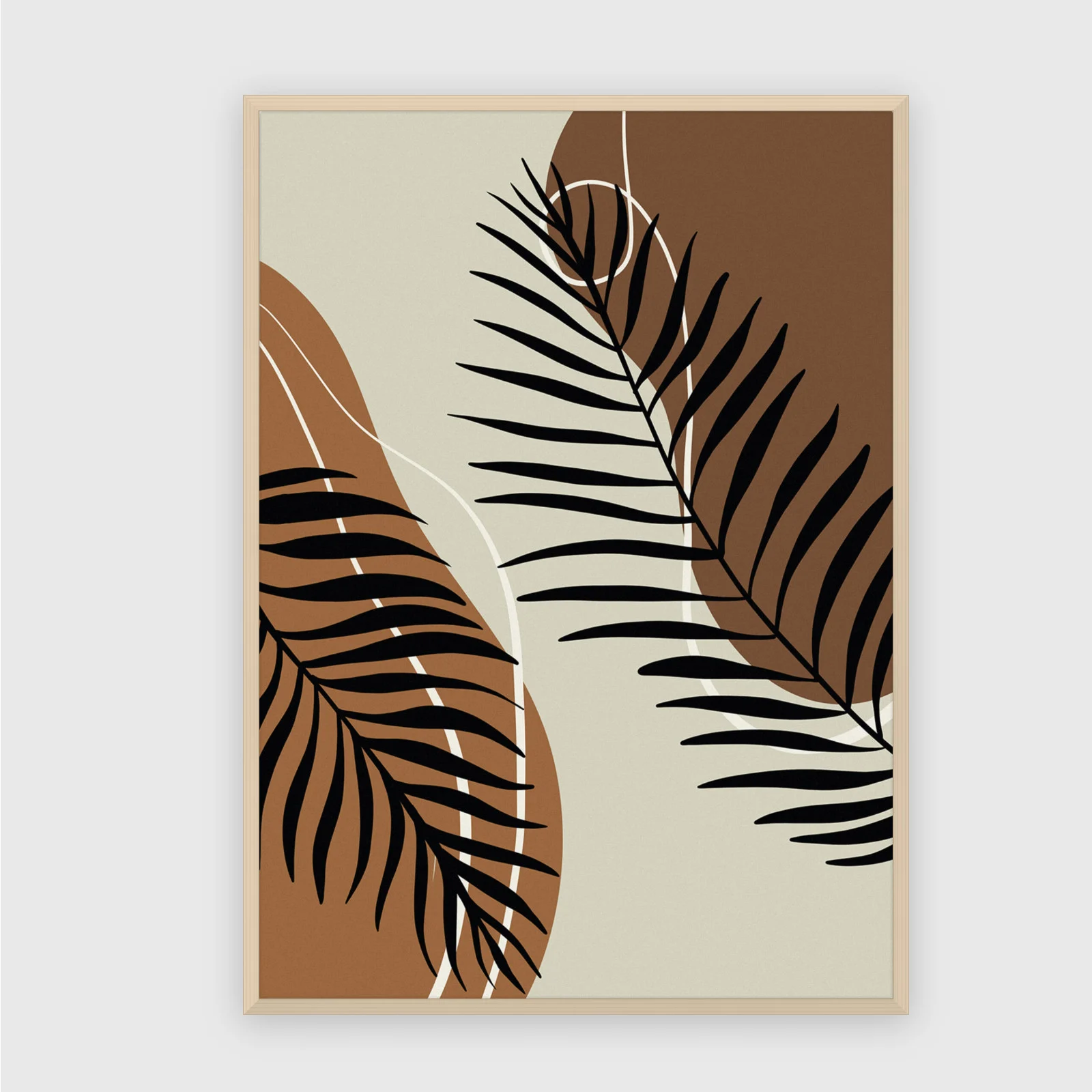 Boho Nr. 601 – Akustikbild mit Druck, 104 × 73 cm, heller Holzrahmen