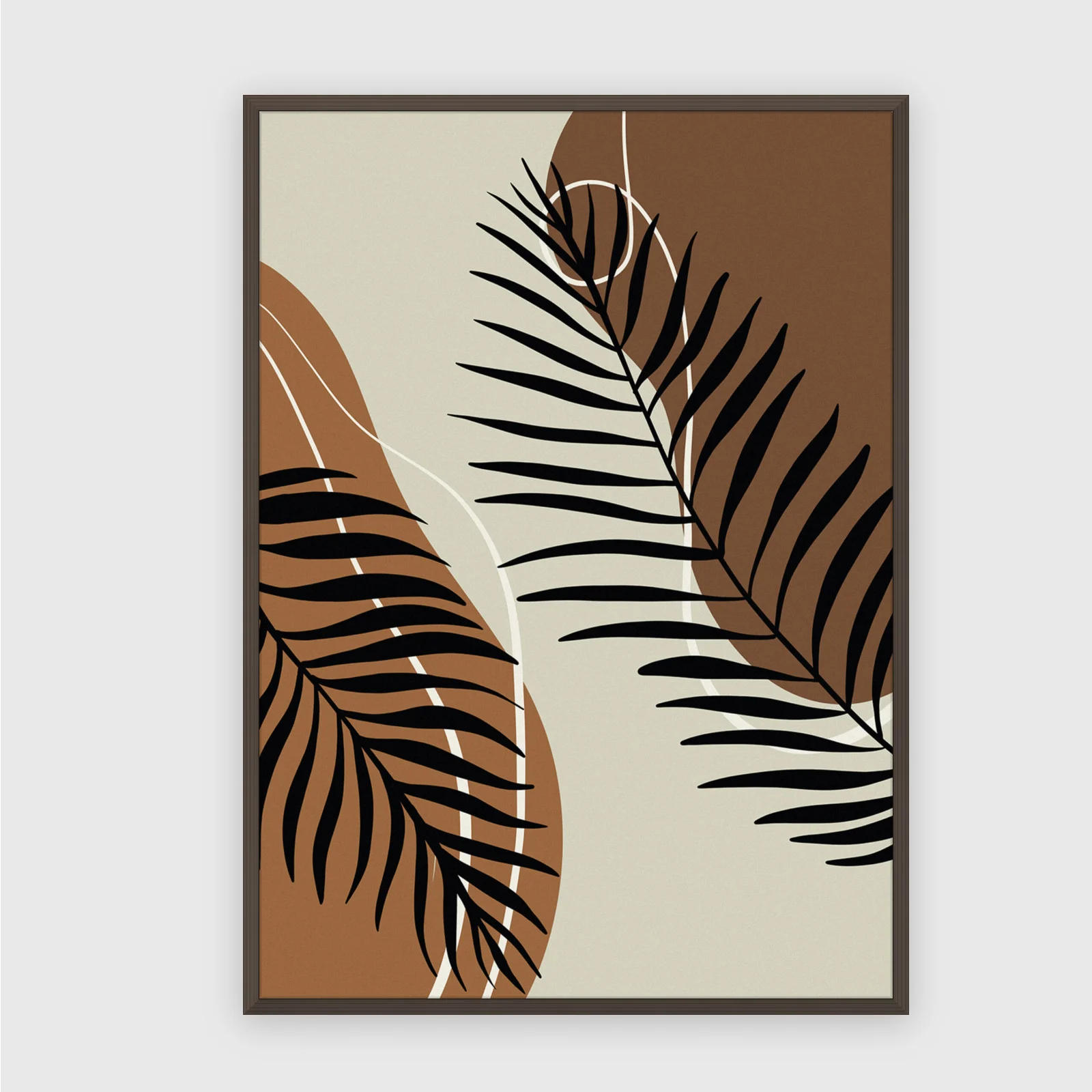 Boho Nr. 601 – Akustikbild mit Druck, 104 × 73 cm, dunkler Holzrahmen