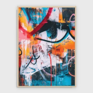 Graffiti Nr. 260 – Akustikbild mit Druck, heller Holzrahmen
