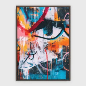 Graffiti Nr. 260 – Akustikbild mit Druck, dunkler Holzrahmen
