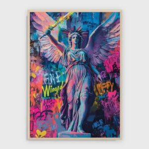 Graffiti Nr. 20 – Akustikbild mit Druck, heller Holzrahmen